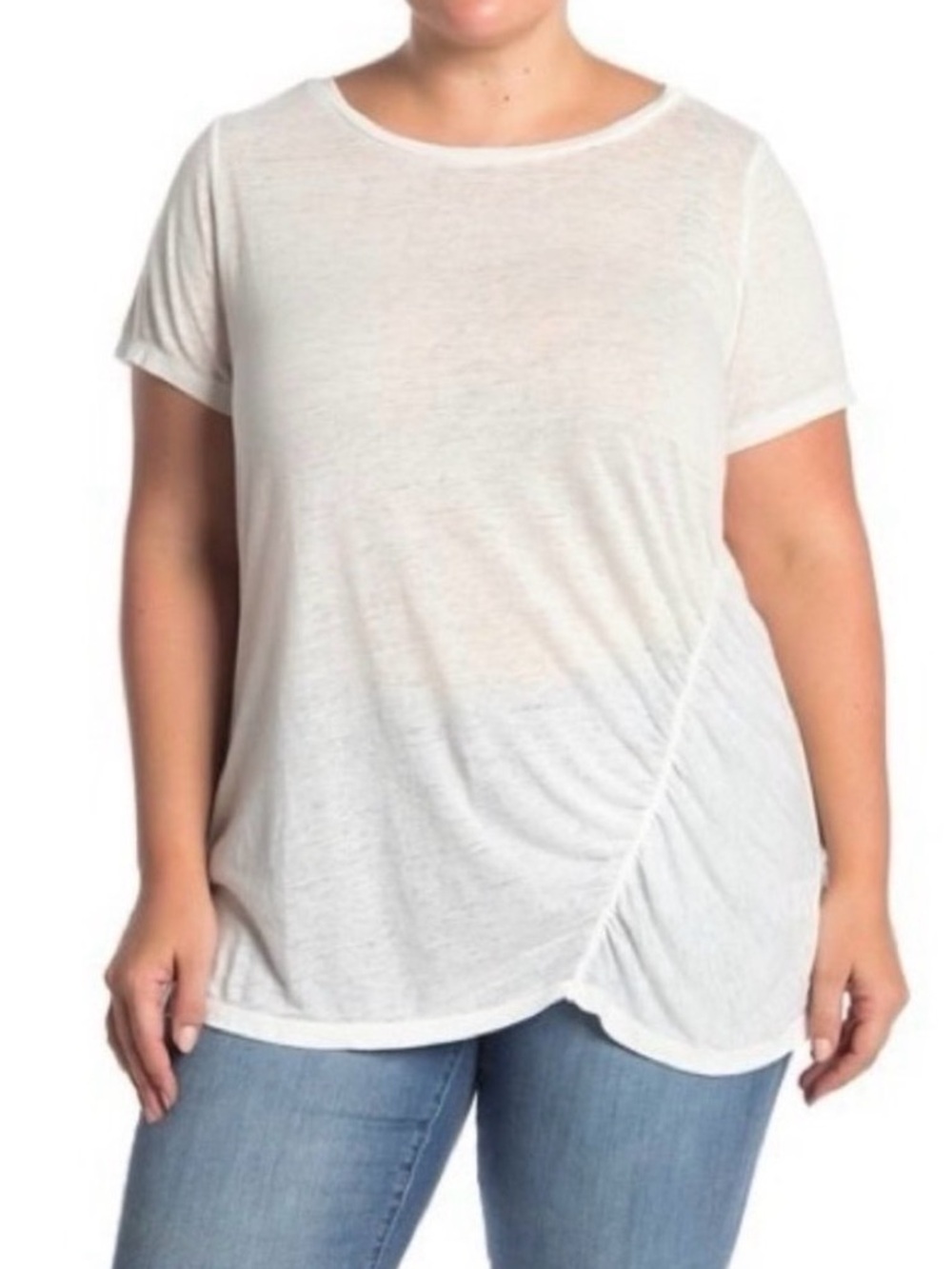 Brand New-Susina Ruched Burnout White T-Shirt